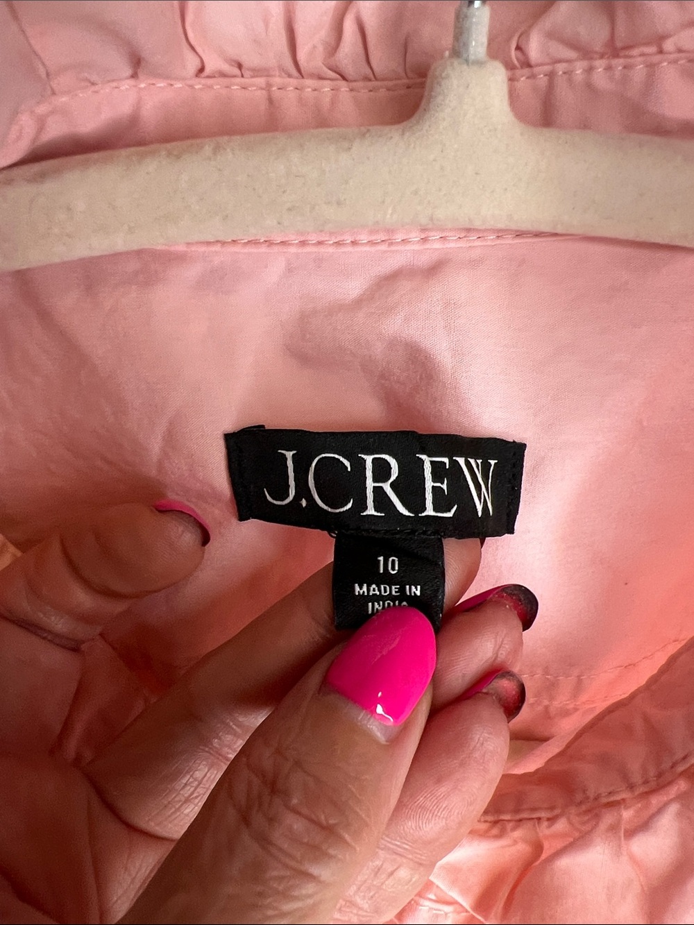 J.Crew Pink Ruffle Button-Up Blouse Size10 - Picture 2 of 9
